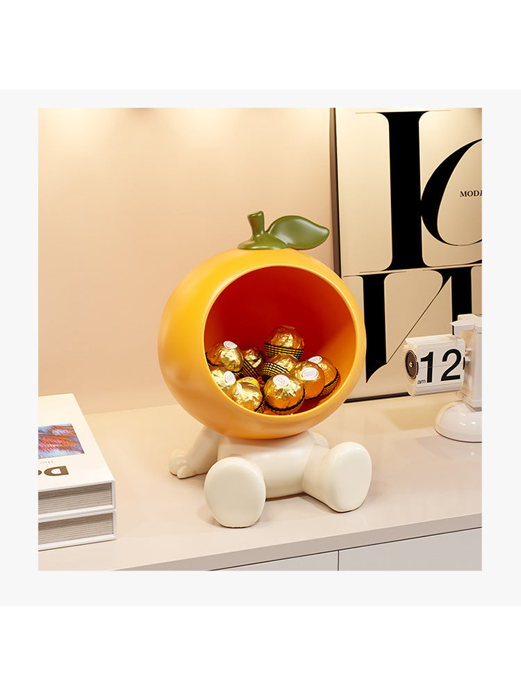 Cute Fruit-Themed Storage Tray,Orange Persimmon Art Ornaments