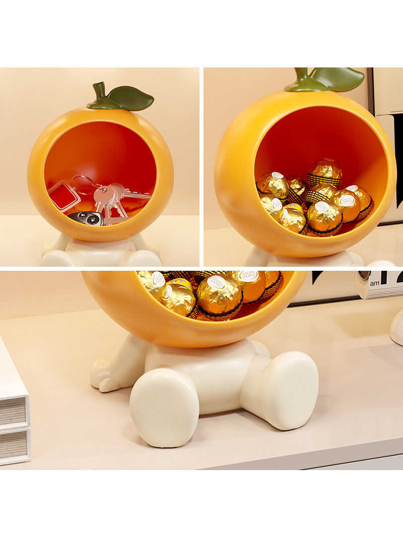 Cute Fruit-Themed Storage Tray,Orange Persimmon Art Ornaments