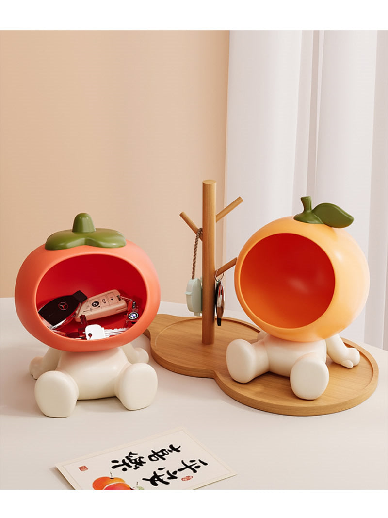 Cute Fruit-Themed Storage Tray,Orange Persimmon Art Ornaments