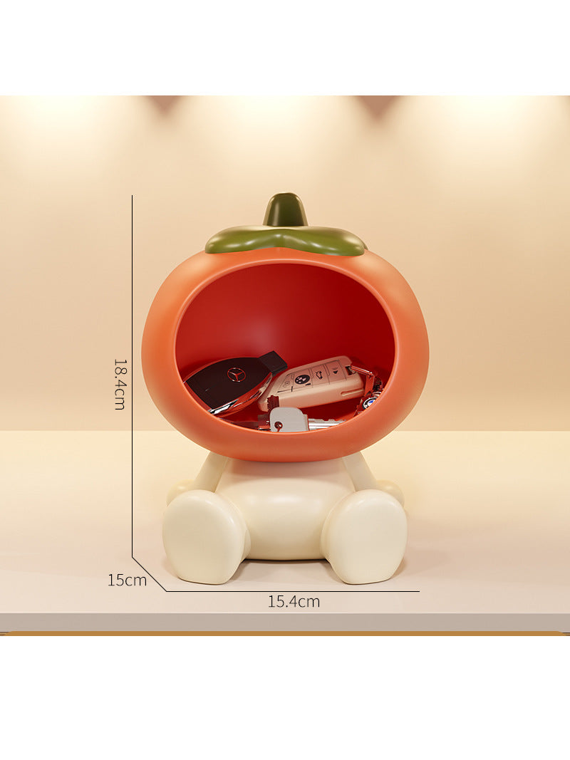 Cute Fruit-Themed Storage Tray,Orange Persimmon Art Ornaments