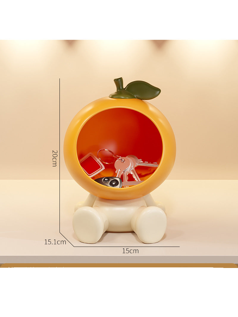Cute Fruit-Themed Storage Tray,Orange Persimmon Art Ornaments