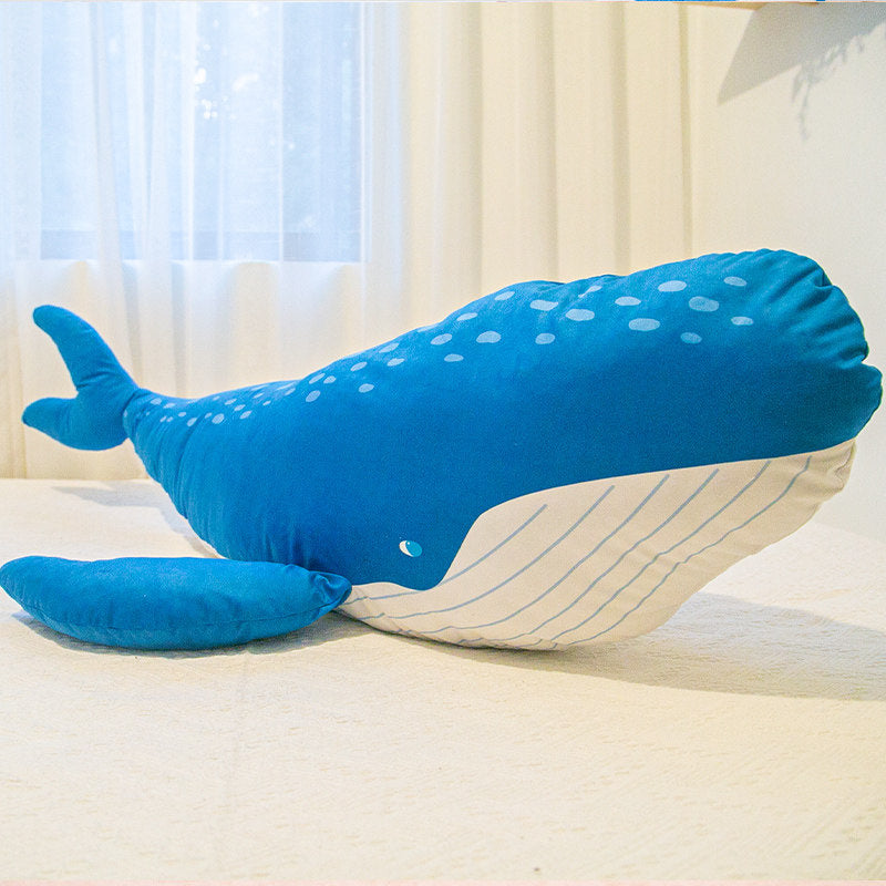 Cute Giant Blue Pink Whale Plush Body Pillow, Soft Skin-Friendly Whale Stuffed Animal Long Sleeping Hug Cushion, Ocean Themed Decor Plush Toy Gift for Kids Adults