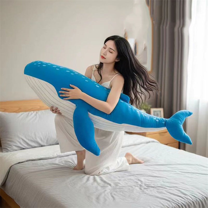 Cute Giant Blue Pink Whale Plush Body Pillow, Soft Skin-Friendly Whale Stuffed Animal Long Sleeping Hug Cushion, Ocean Themed Decor Plush Toy Gift for Kids Adults