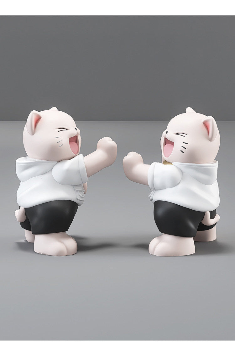Cute Laughing Cat Resin Bookends Heavy Duty Book Stoppers for Home Office Decor Gift