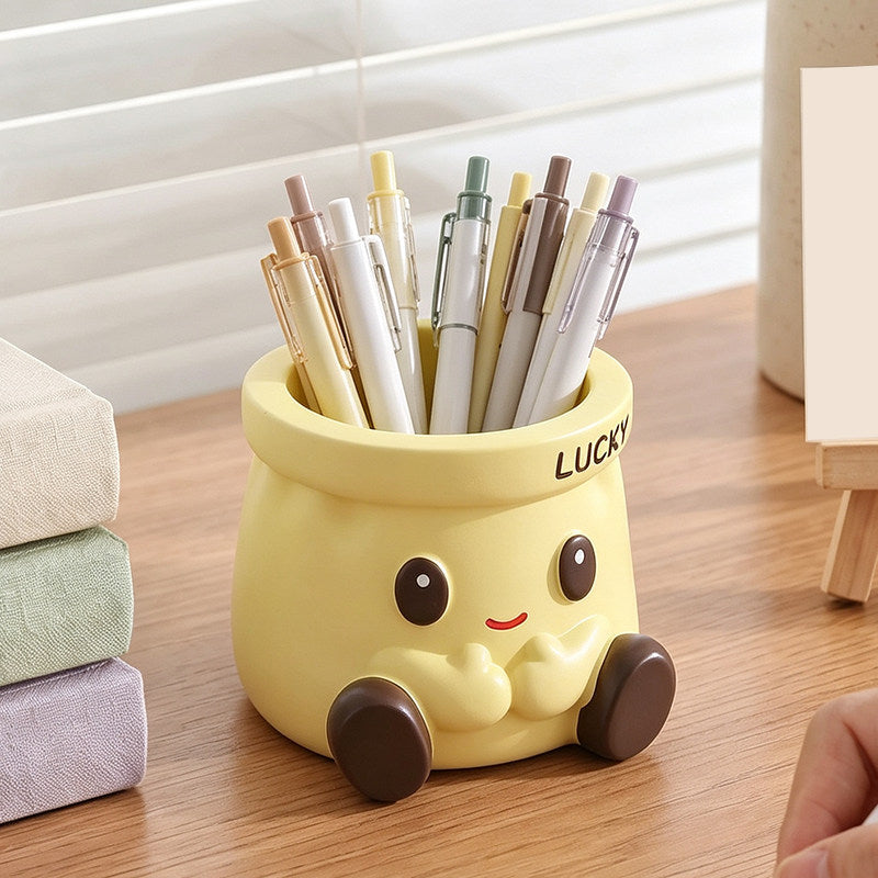Cute Lucky Bag Shaped Pen Holder, Cartoon Desktop Pencil Cup, Kawaii Desk Organizer for Office Student Home Decor Gift