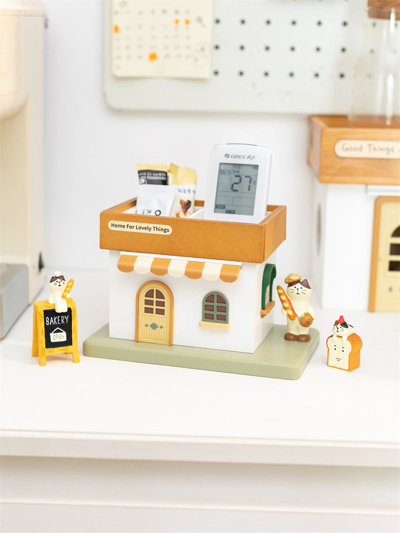 Cute Mini Cottage House Desk Organizer,  Kawaii Cartoon House Pen Remote Scissors Holder, Aesthetic Tabletop Decor, Unique Gift for Teen Girls & Office Workers