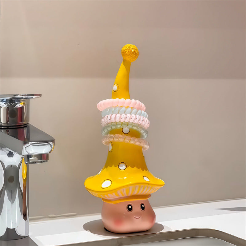 Cute Mushroom Bracelet Holder, Whimsical Jewelry Display Stand, Cartoon Elf Trinket Organizer for Bangles, Hair Ties