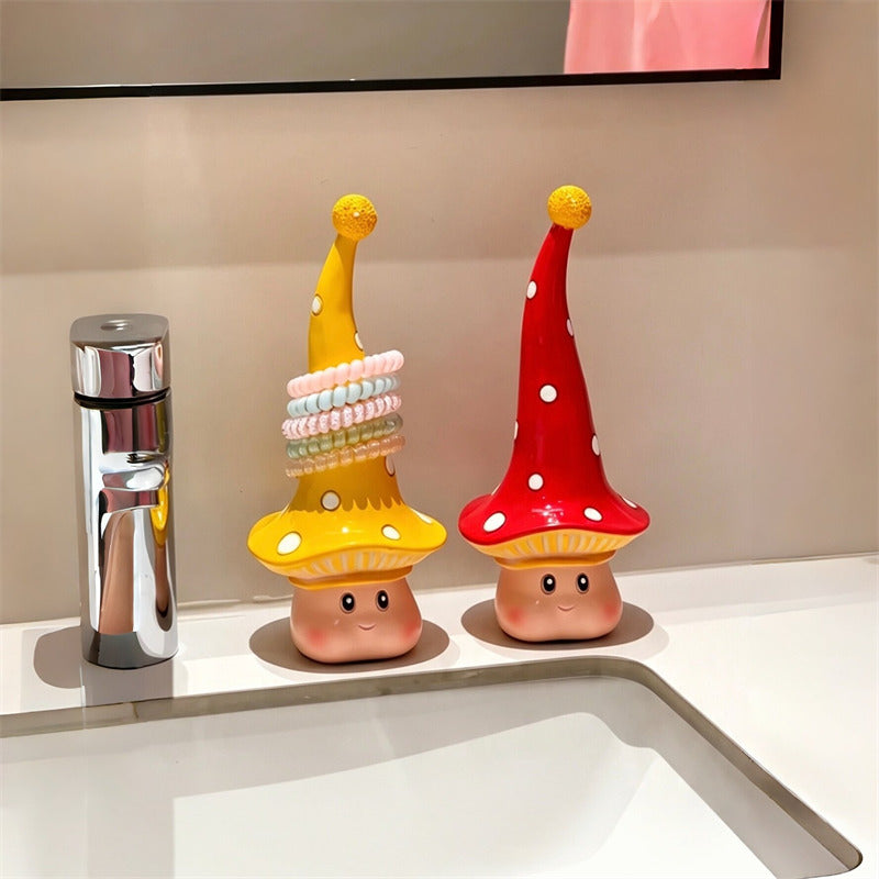 Cute Mushroom Bracelet Holder, Whimsical Jewelry Display Stand, Cartoon Elf Trinket Organizer for Bangles, Hair Ties