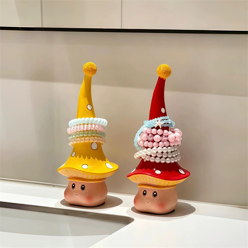 Cute Mushroom Bracelet Holder, Whimsical Jewelry Display Stand, Cartoon Elf Trinket Organizer for Bangles, Hair Ties