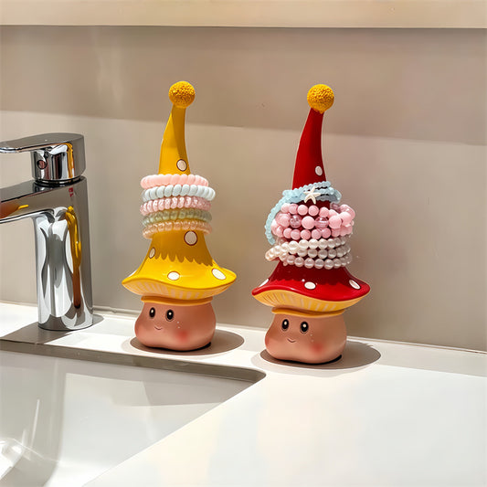 Cute Mushroom Bracelet Holder, Whimsical Jewelry Display Stand, Cartoon Elf Trinket Organizer for Bangles, Hair Ties