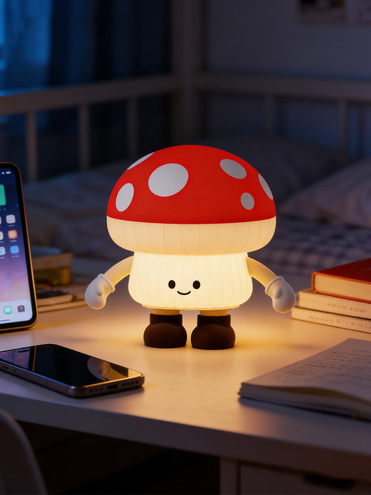 Cute Mushroom Night Light Rechargeable Cartoon LED Desk Lamp for Kids Bedroom Nursery Decor Gift