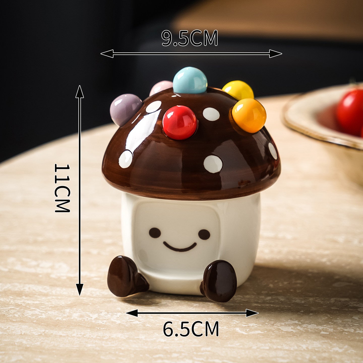 Cute Mushroom-Shaped Ceramic Storage Jar with Fruit Fork - Kitchen Decoration