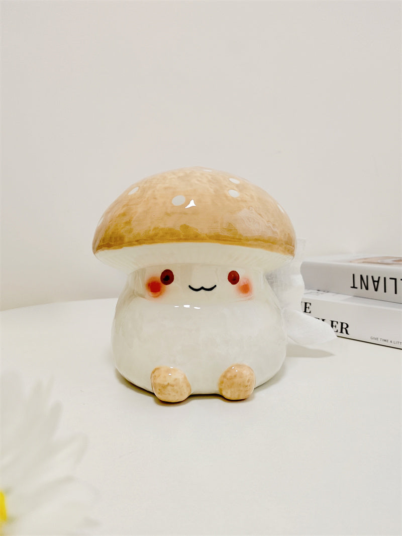 Cute Mushroom - Shaped Ceramic Tissue Box, Cartoon Decorative Tissue Holder for Home