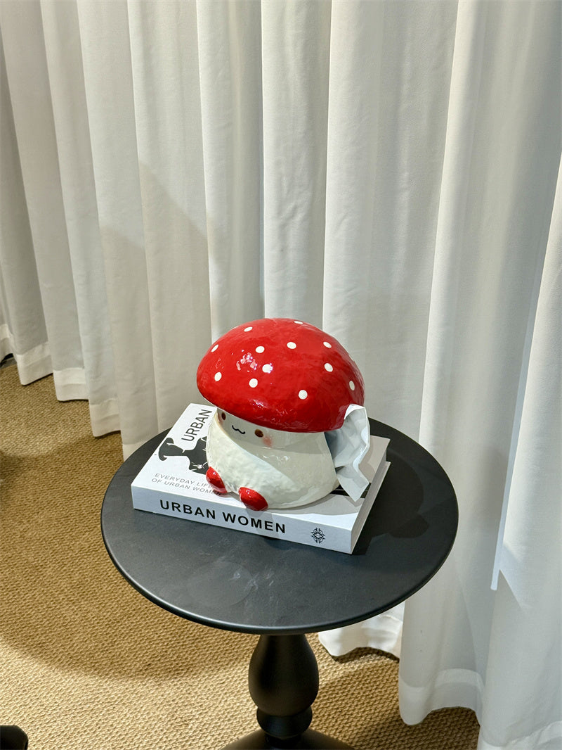 Cute Mushroom - Shaped Ceramic Tissue Box, Cartoon Decorative Tissue Holder for Home
