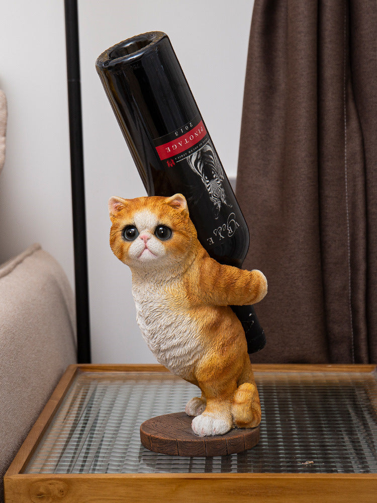 Cute Orange Cat Wine Rack,Bottle Holder, Living Room Decoration, Creative Gift