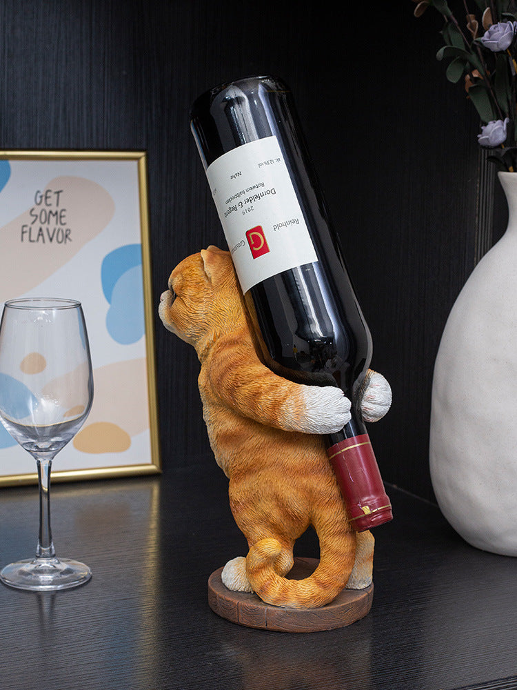 Cute Orange Cat Wine Rack,Bottle Holder, Living Room Decoration, Creative Gift