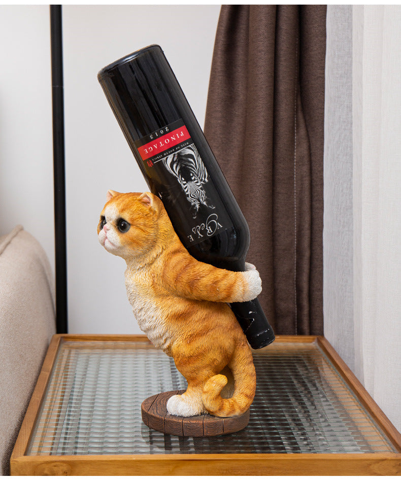 Cute Orange Cat Wine Rack,Bottle Holder, Living Room Decoration, Creative Gift