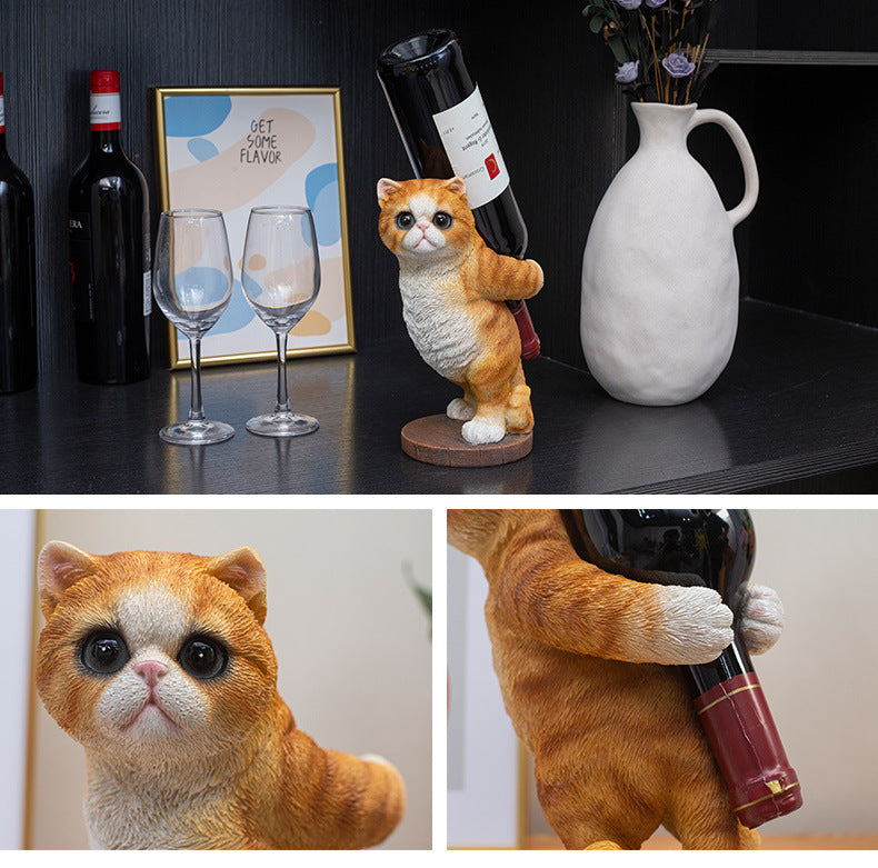 Cute Orange Cat Wine Rack,Bottle Holder, Living Room Decoration, Creative Gift