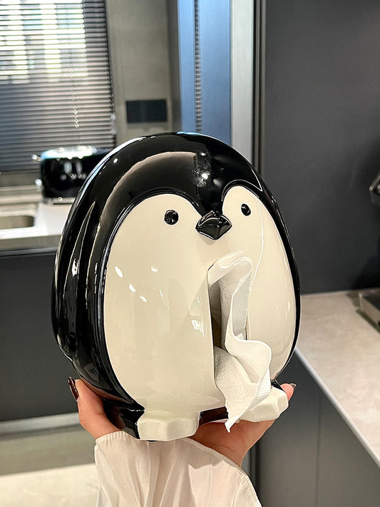 Cute Penguin Ceramic Tissue Box - Home Office Decorative