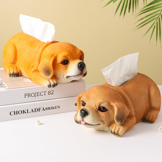 Cute Pet Dog Desktop Tissue Box, Office Home Decoration