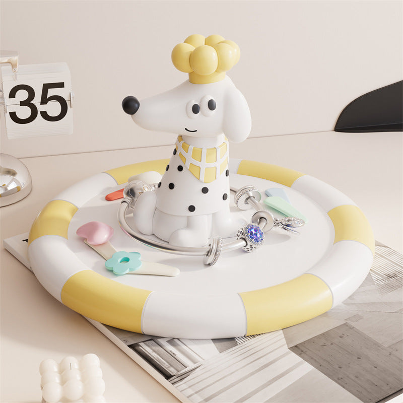 Cute Poodle Resin Jewelry Tray Dog Figurine Organizer Tray for Keys Rings Home Decor Gift