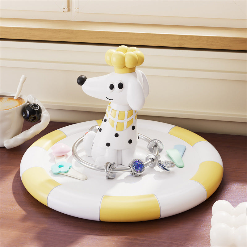 Cute Poodle Resin Jewelry Tray Dog Figurine Organizer Tray for Keys Rings Home Decor Gift