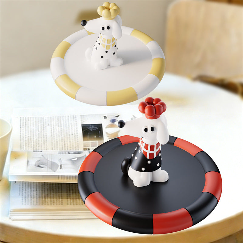 Cute Poodle Resin Jewelry Tray Dog Figurine Organizer Tray for Keys Rings Home Decor Gift