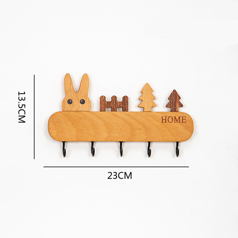 Cute Rabbit Wooden Hook, Home Decoration