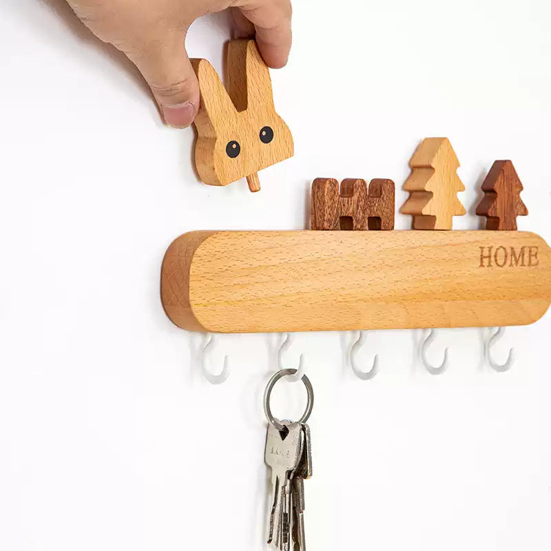 Cute Rabbit Wooden Hook, Home Decoration
