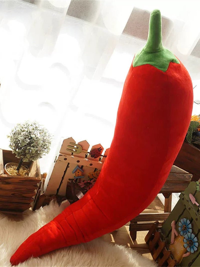 Cute Realistic Red Chili Pepper Plush Pillow, Soft Vegetable Shaped Stuffed Throw Cushion, Kawaii Sofa Bed Decor Plush Toy