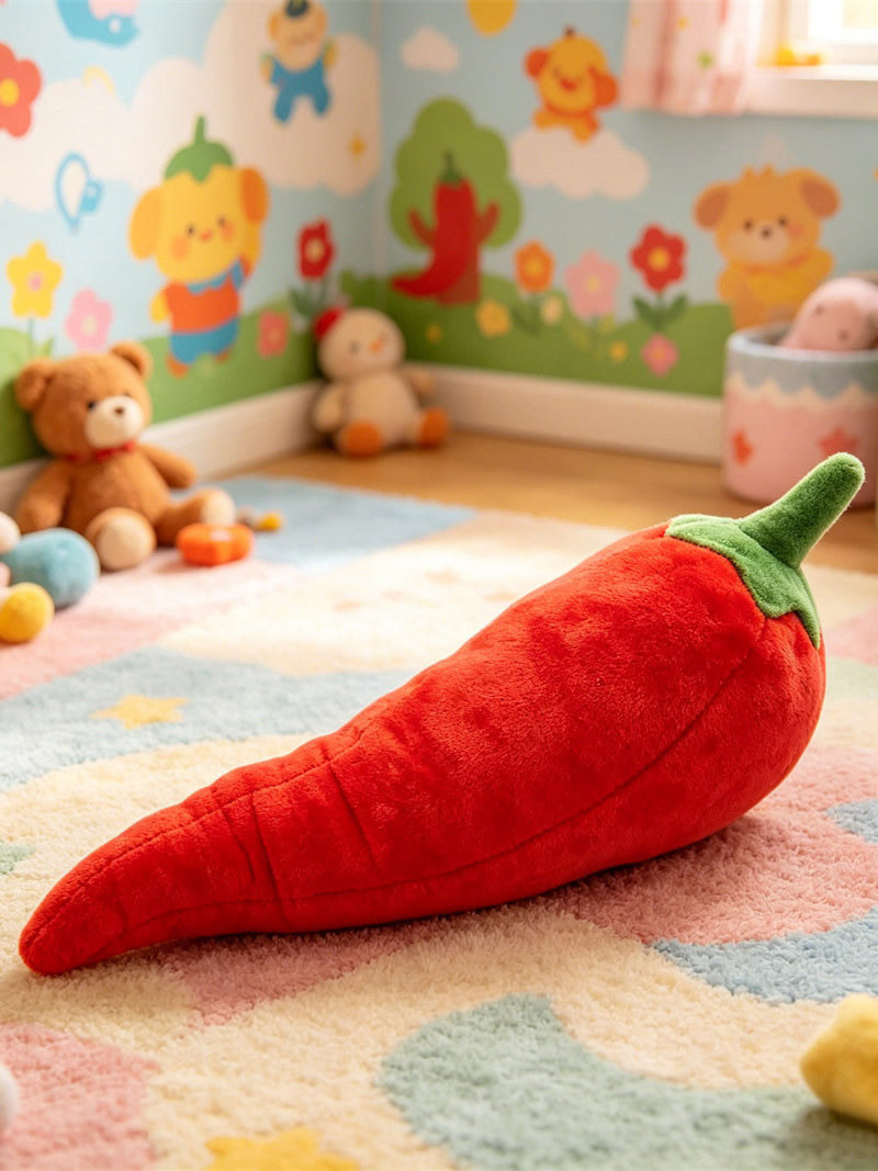 Cute Realistic Red Chili Pepper Plush Pillow, Soft Vegetable Shaped Stuffed Throw Cushion, Kawaii Sofa Bed Decor Plush Toy