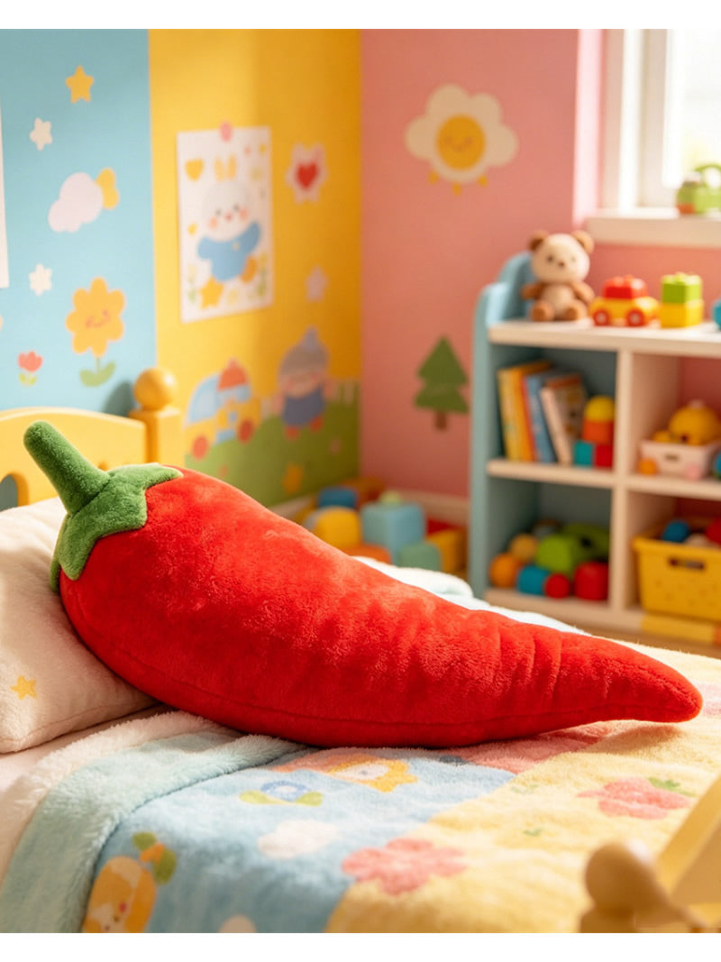 Cute Realistic Red Chili Pepper Plush Pillow, Soft Vegetable Shaped Stuffed Throw Cushion, Kawaii Sofa Bed Decor Plush Toy