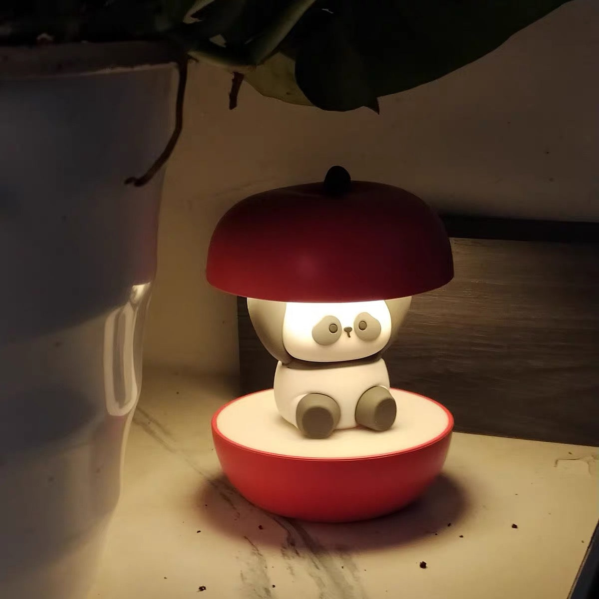 Cute Red Apple And Panda Night Light, Creative Gift
