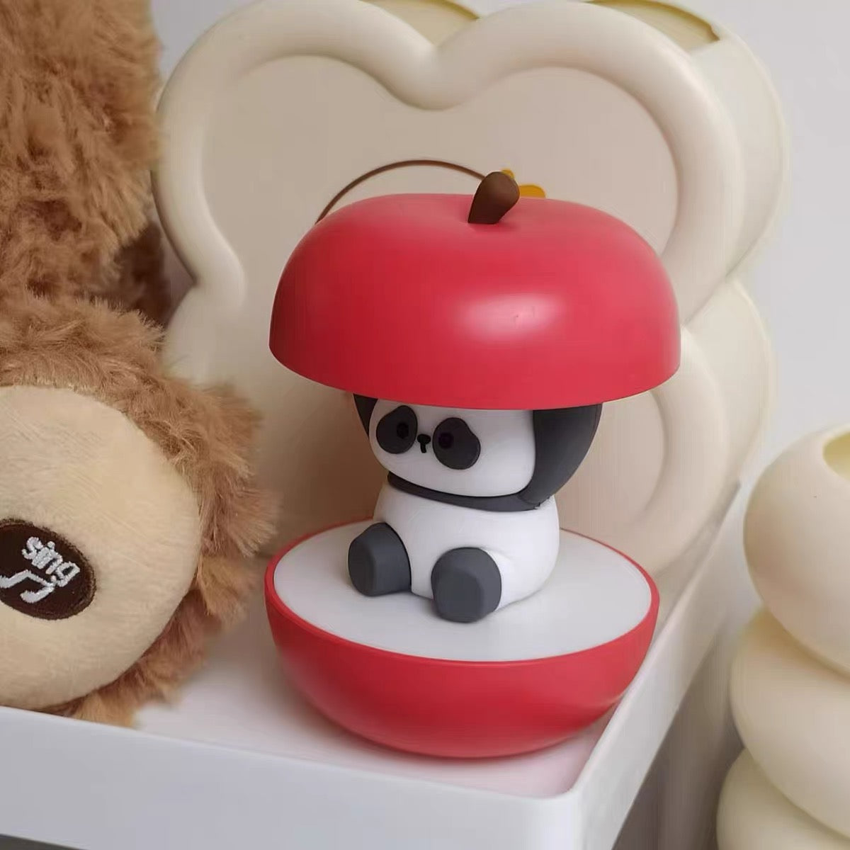 Cute Red Apple And Panda Night Light, Creative Gift