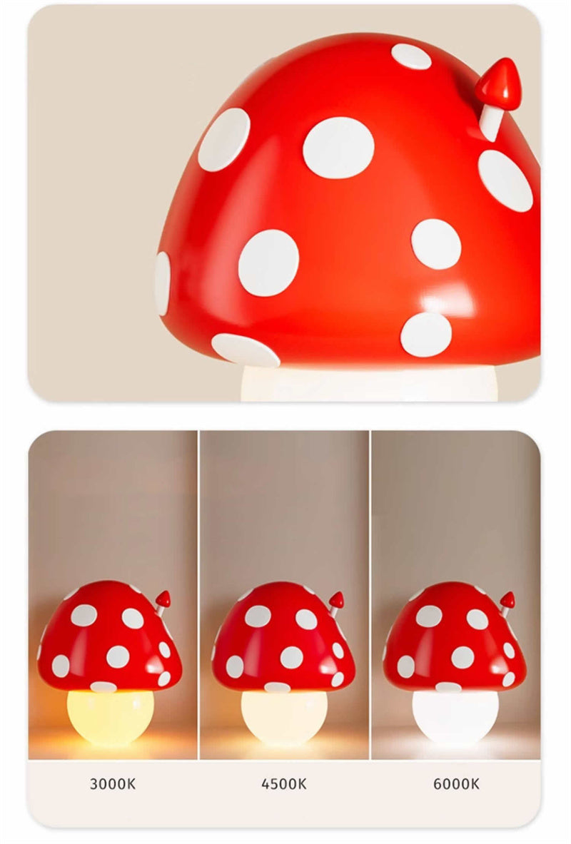 Cute Red Mushroom Table Lamp - Adjustable Decor Light for Bedrooms & Kids Rooms