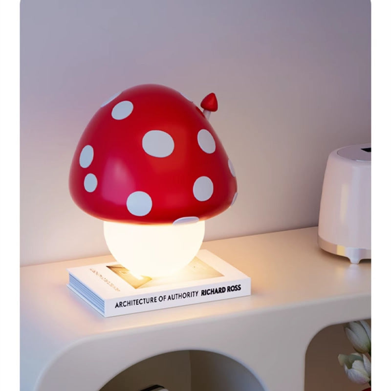Cute Red Mushroom Table Lamp - Adjustable Decor Light for Bedrooms & Kids Rooms