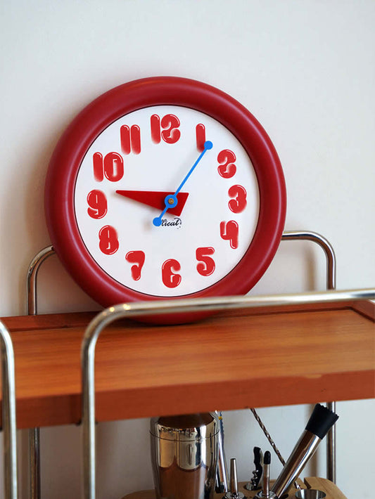 Cute Red Round Wall Clock - Bubble Number Silent Sweep Wall Clock for Kids Bedroom Living Room Decor Gift