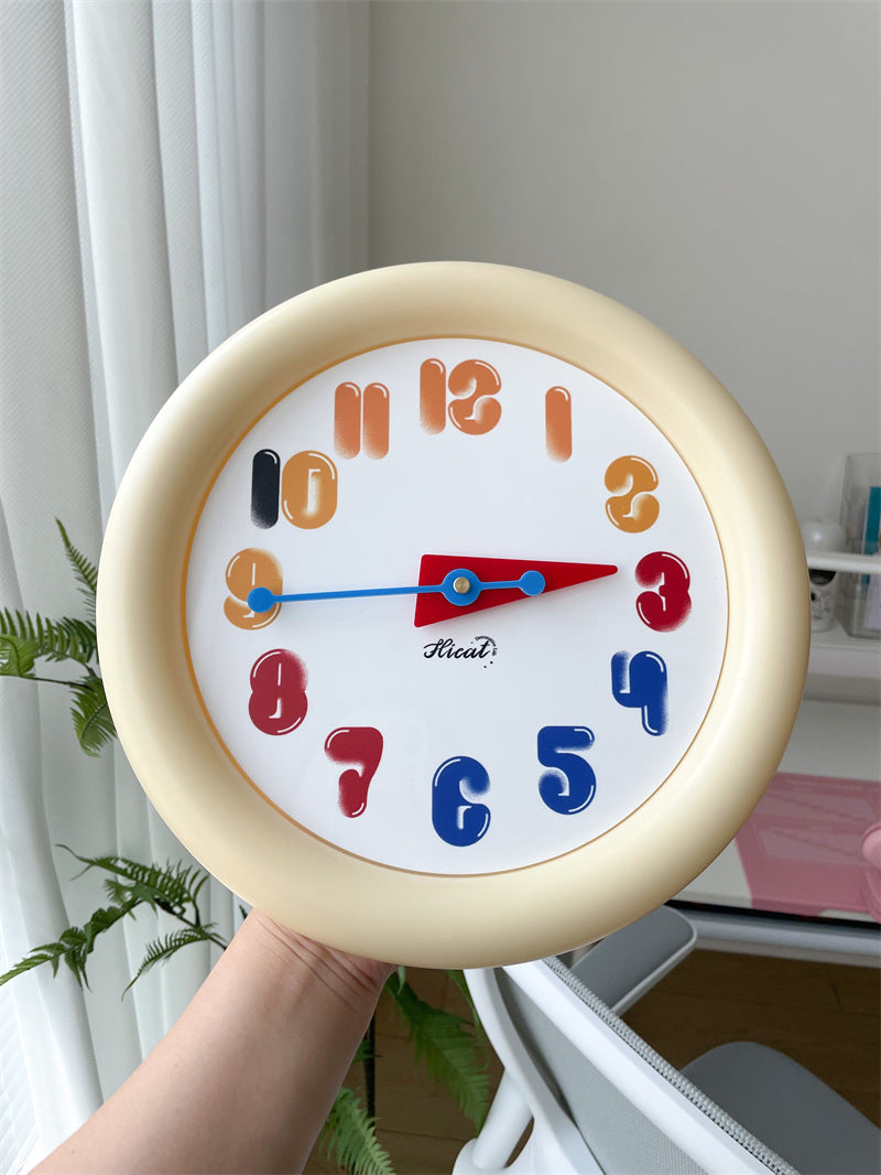 Cute Red Round Wall Clock - Bubble Number Silent Sweep Wall Clock for Kids Bedroom Living Room Decor Gift