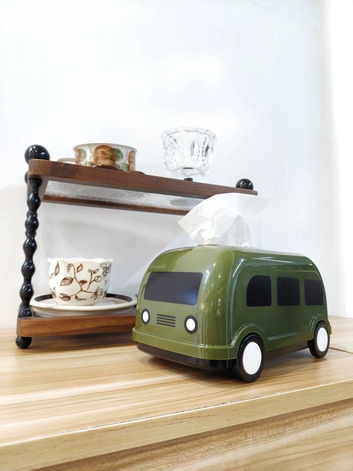 Cute Retro Camper Van Tissue Box , Decorative Bus‑Shaped Facial Tissue Holder