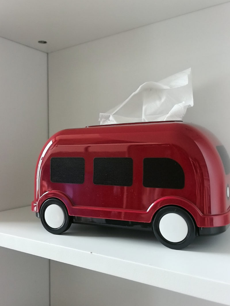 Cute Retro Camper Van Tissue Box , Decorative Bus‑Shaped Facial Tissue Holder