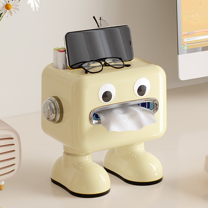 Cute Robot Tissue Box - 2-in-1 Tissue Holder & Phone Stand for Home & Office