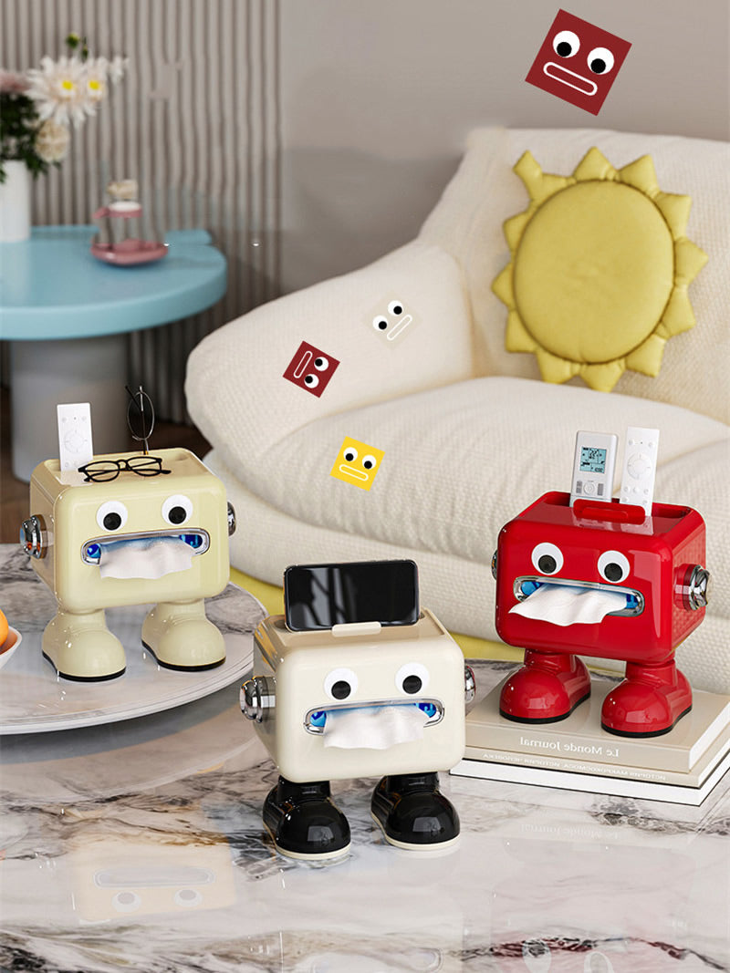 Cute Robot Tissue Box - 2-in-1 Tissue Holder & Phone Stand for Home & Office