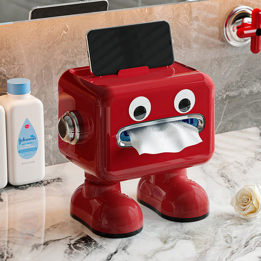 Cute Robot Tissue Box - 2-in-1 Tissue Holder & Phone Stand for Home & Office