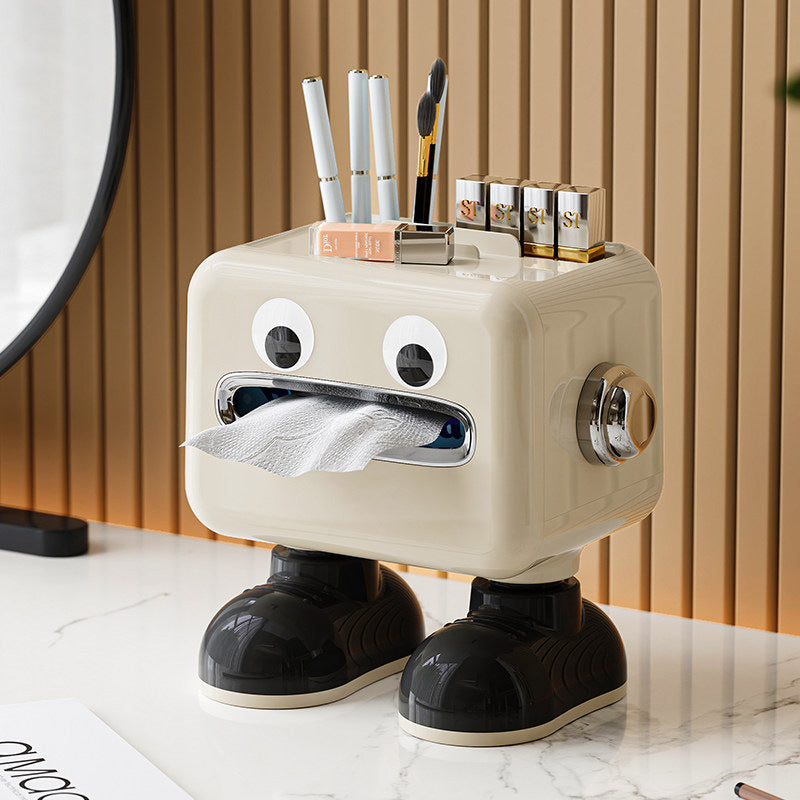 Cute Robot Tissue Box - 2-in-1 Tissue Holder & Phone Stand for Home & Office