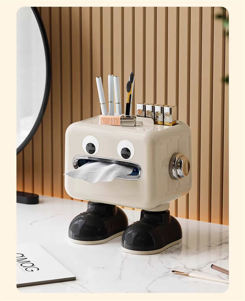 Cute Robot Tissue Box - 2-in-1 Tissue Holder & Phone Stand for Home & Office