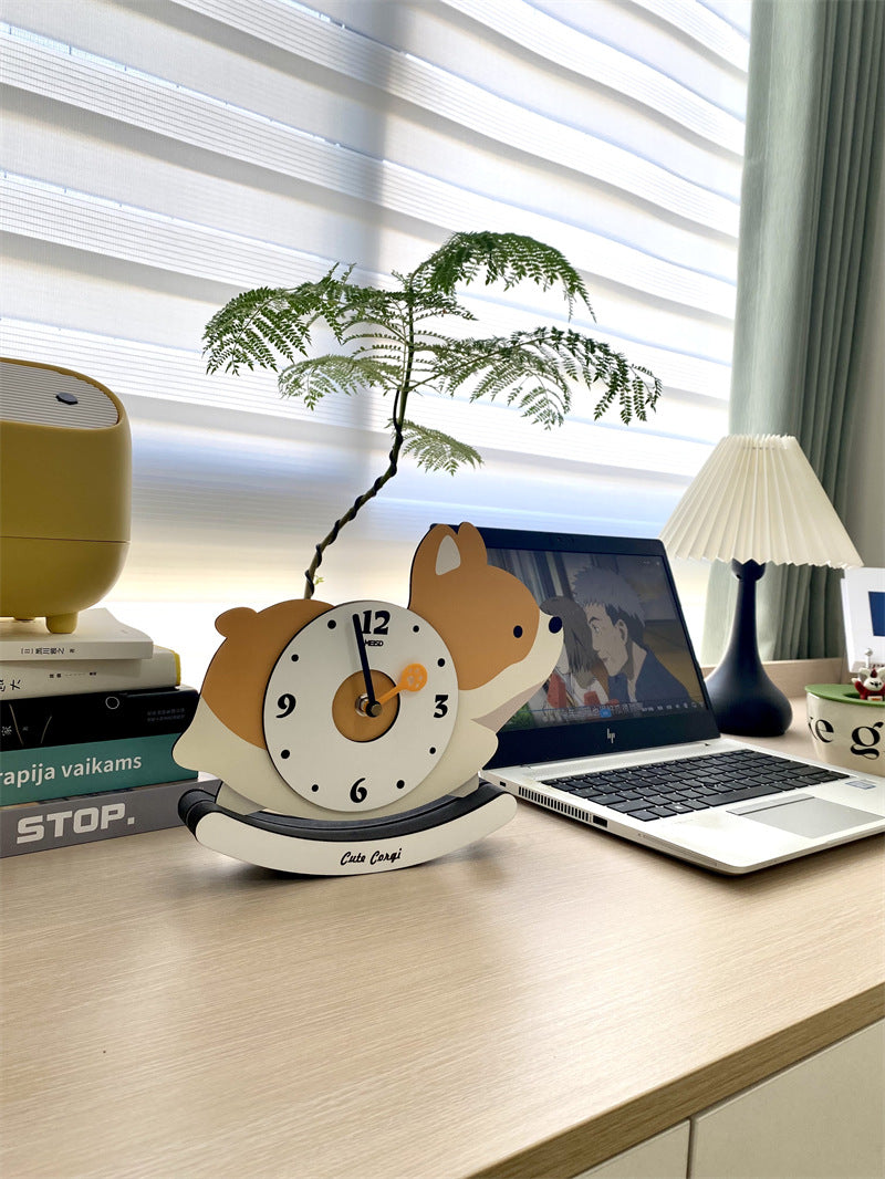 Cute Rocking Puppy Table Clock, Children'S House Decoration, Christmas Gift