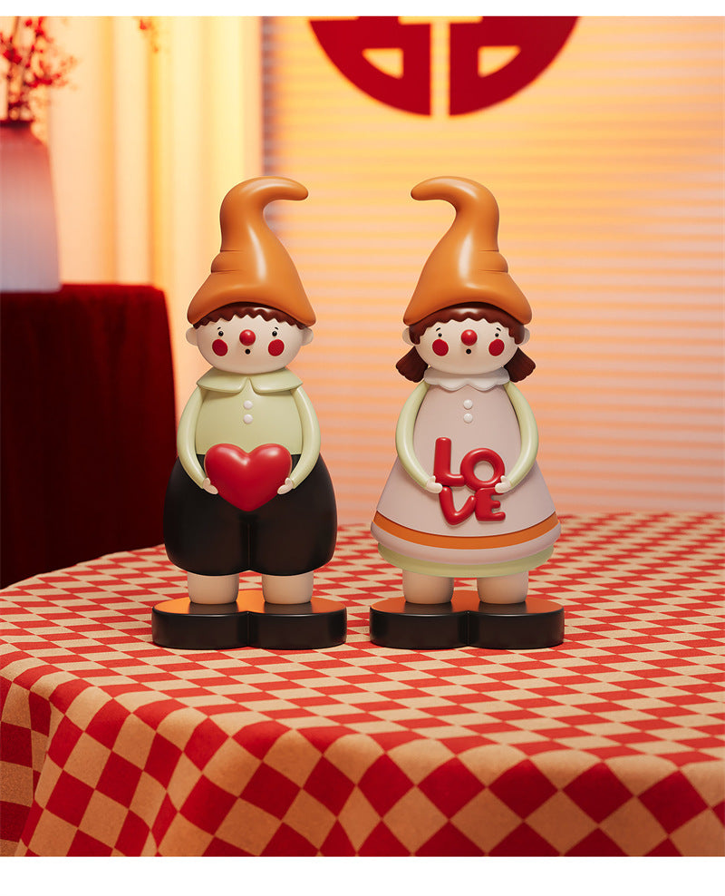 Cute Romantic Couple Doll Statue Set, Heart & LOVE Sign Table Decor for Wedding & Valentine’s Gifts