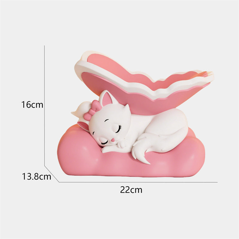 Cute Sleeping Cat Storage Tray, Kawaii Kitty Figurine Key Jewelry Holder, Desktop Home Table Decor Ornament Gift