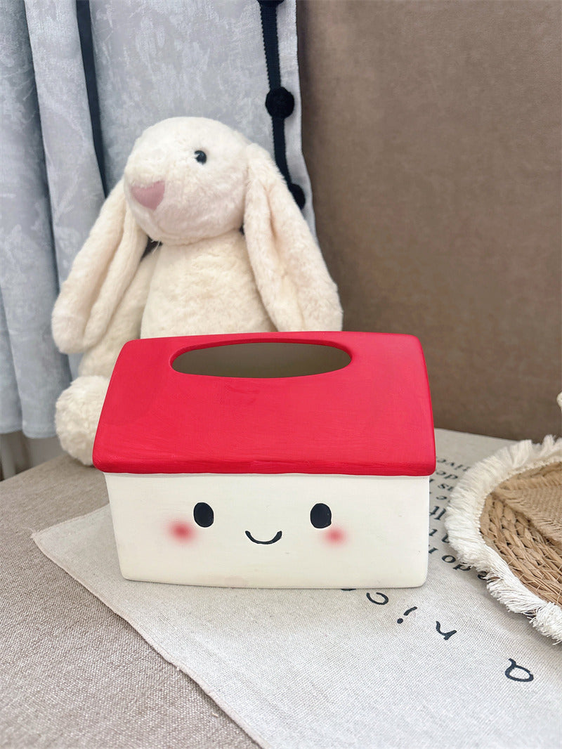 Cute Smiling House Tissue Box Cover, Cartoon Little House Facial Tissue Holder, Decorative Napkin Dispenser for Home Tabletop