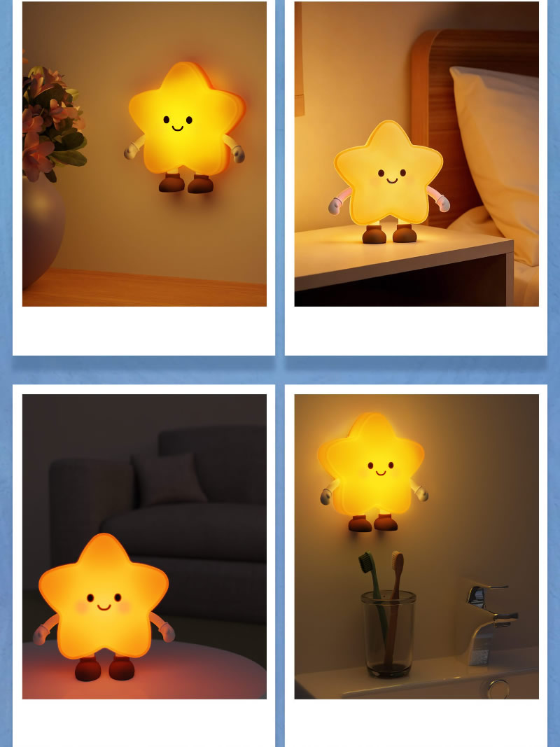 Cute Star Shape Silicone Night Light - Magnetic LED Desk Lamp for Kids Bedroom Decor Gift